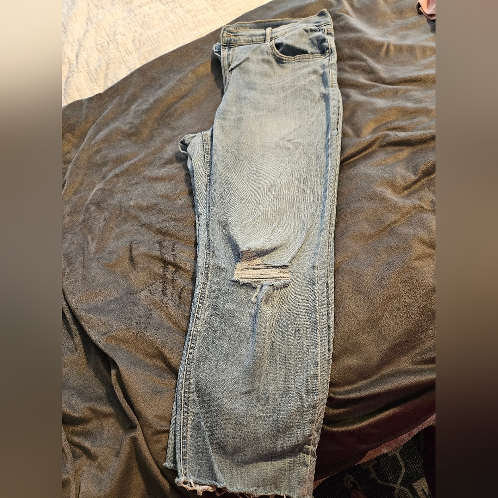 Distressed Blue Jeans